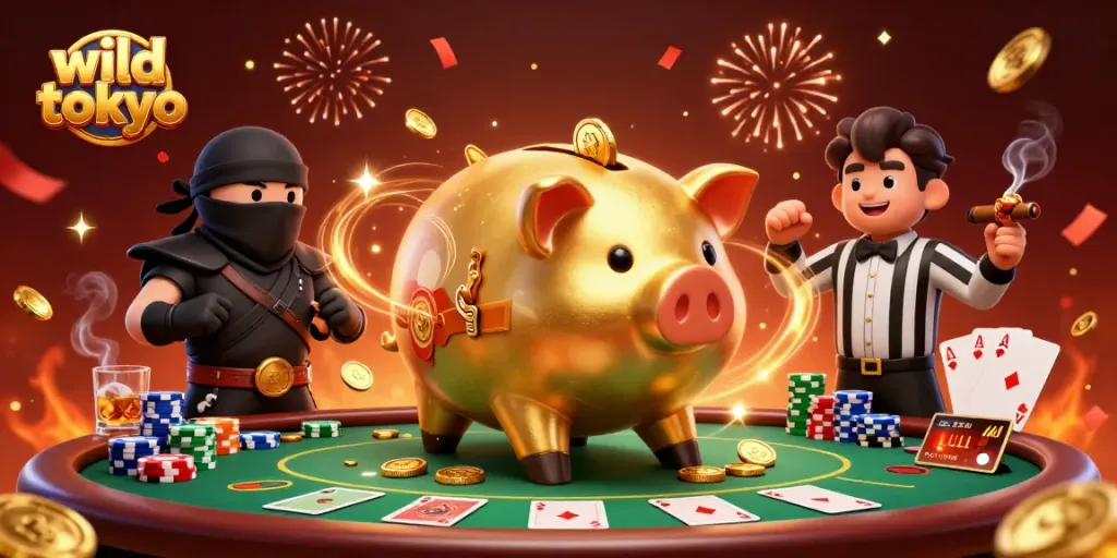 Experience the excitement of wild tokyo as characters engage in a thrilling casino showdown.